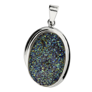 Zawieszka srebrna agat druzji z tytanem Brazylia GX MINERALS GX-agd-33 próba 925