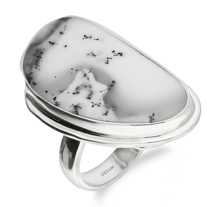 Pierścionek srebrny agat dendrytowy Turcja GX MINERALS GX-agden-29 próba 925