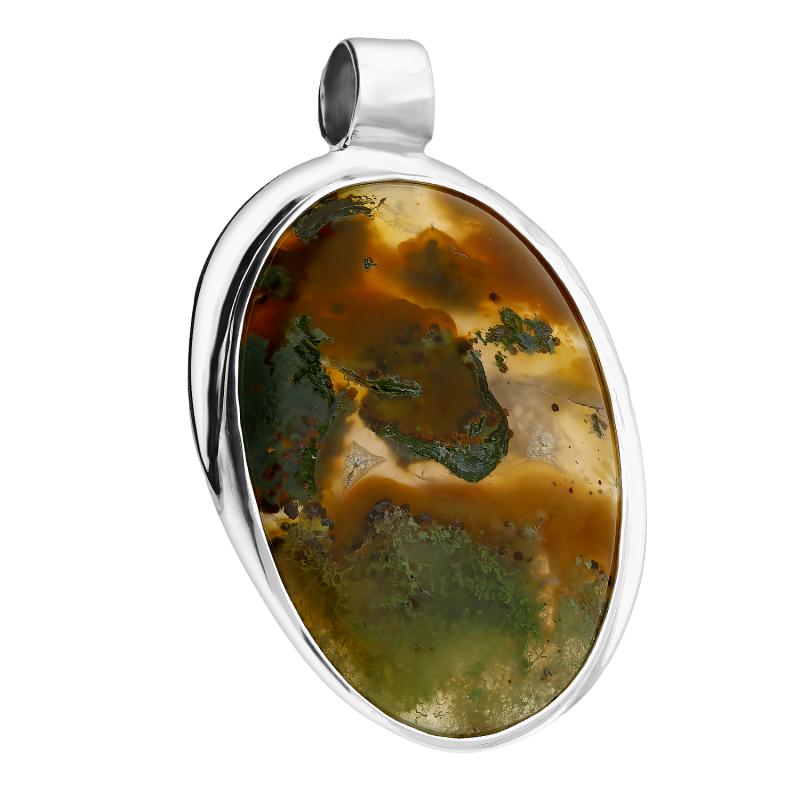 Zawieszka srebrna agat mszysty Ural GX MINERALS GX-agmsz-11 próba 925