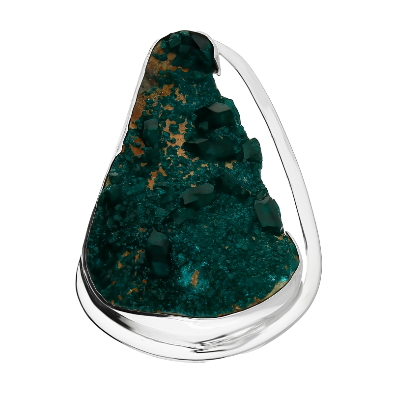 Pierścionek srebrny dioptaz Afryka (Kongo) GX MINERALS GX-drop-2 próba 925