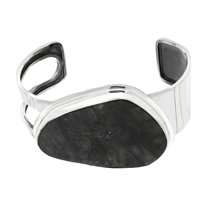 Bransoleta srebrna labradoryt Madagaskar GX MINERALS GX-lab-41 bangle próba 925