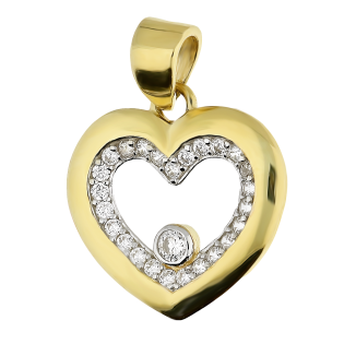 Serduszko złote ramka z białymi cyrkoniami AR VAALP203188-YW-FCZ próba 375