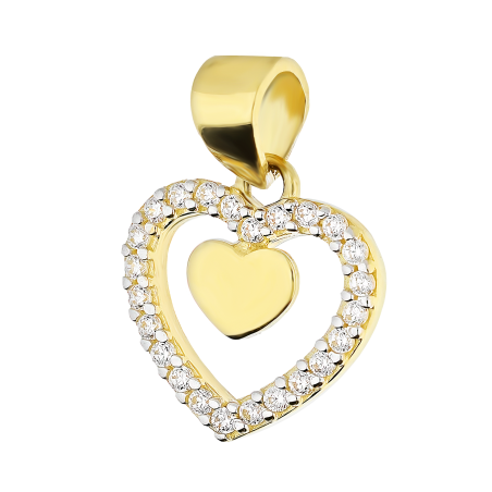 Serduszko złote z białymi cyrkoniami i mniejszym sercem AR VX9-X9ZP200221-YW próba 585