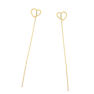 Kolczyki złote serce ramka przeciągane