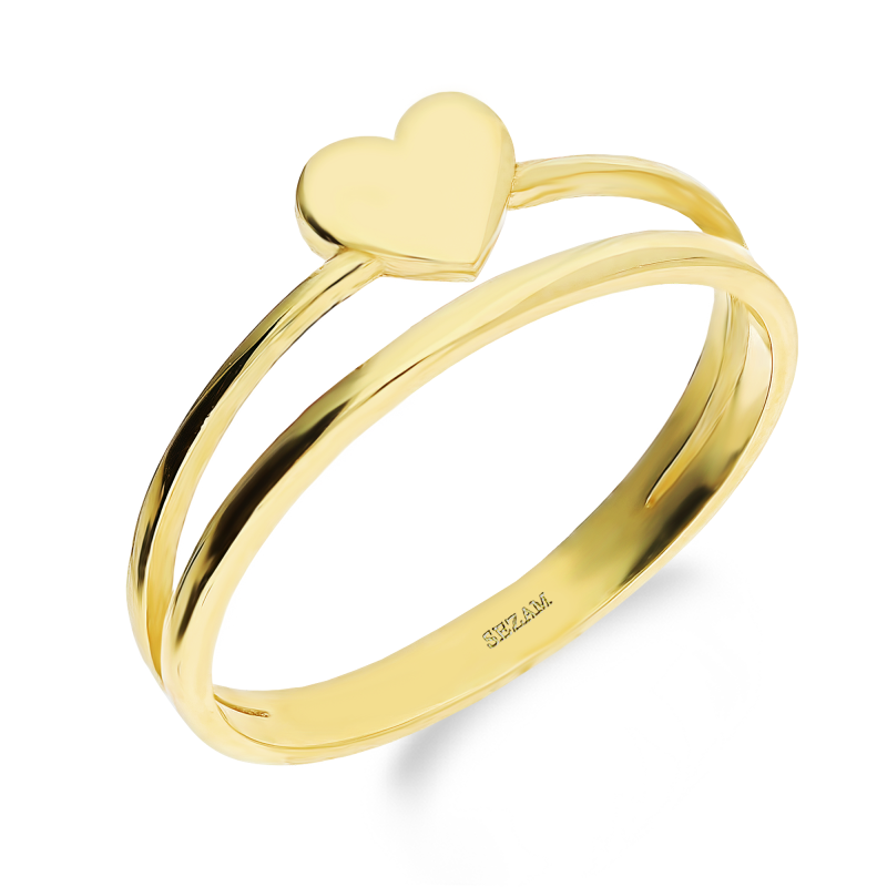 Pierścionek złoty podwójny z gładkim sercem AR XAR7015 próba 375