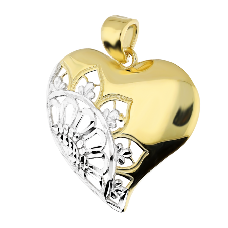 Serduszko złote pół blask pół ażur AR XXP211718-YW-DC próba 375