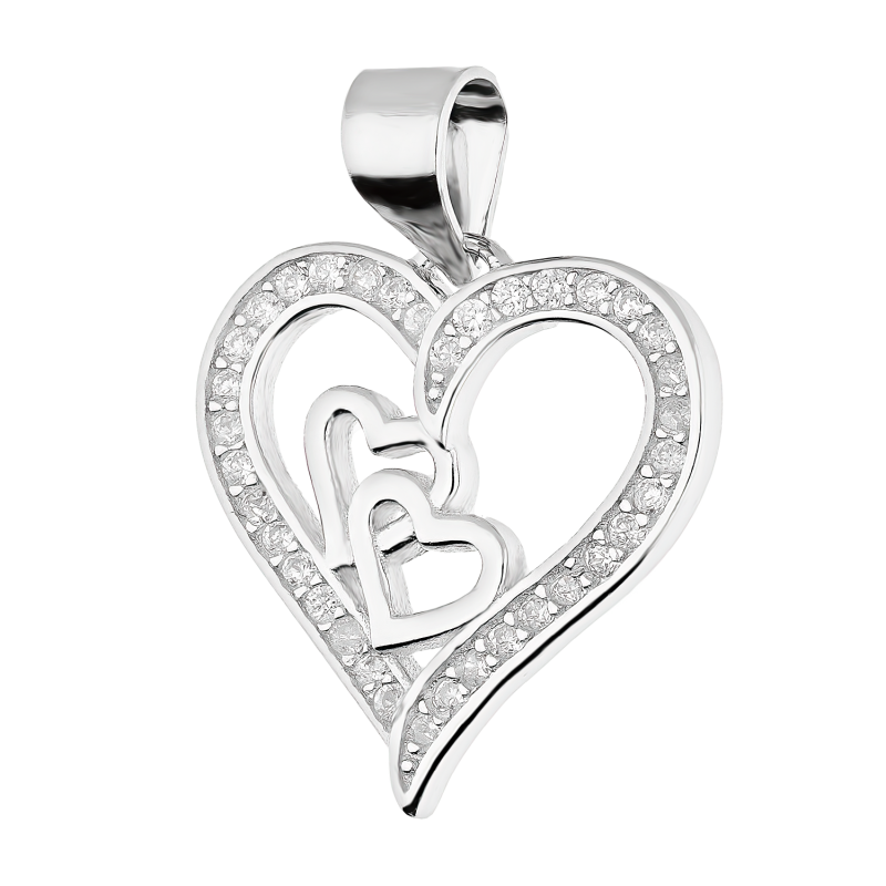 Serduszko srebrne z cyrkoniami i mniejszymi serduszkami DA859 próba 925