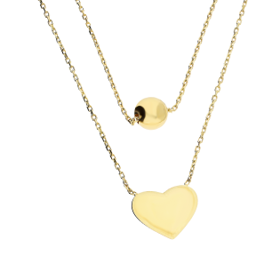 Naszyjnik złoty gładkie serce i kulka/x2 rolo MZ T23-N-0220-25-LZ próba 585