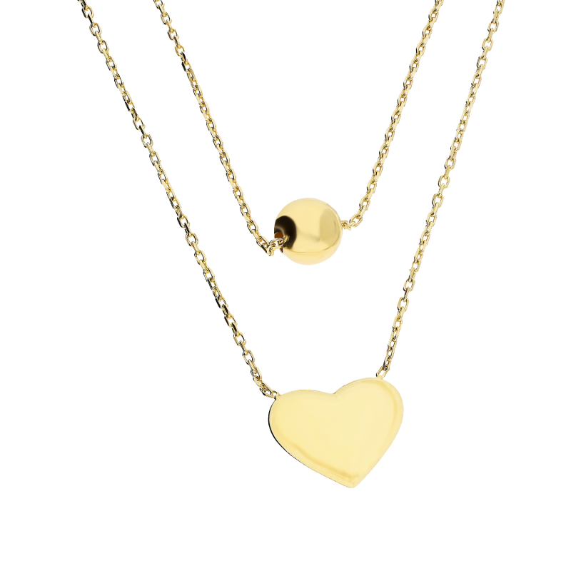 Naszyjnik złoty gładkie serce i kulka/x2 rolo MZ T23-N-0220-25-LZ próba 585