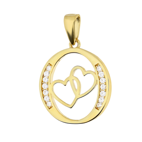 Serduszko złote w kole z cyrkoniami MZ T23-P-1737-CZ próba 585