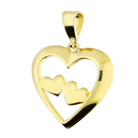 Serduszko złote ramka z dwoma sercami w środku MZ T23-P-1782 próba 375