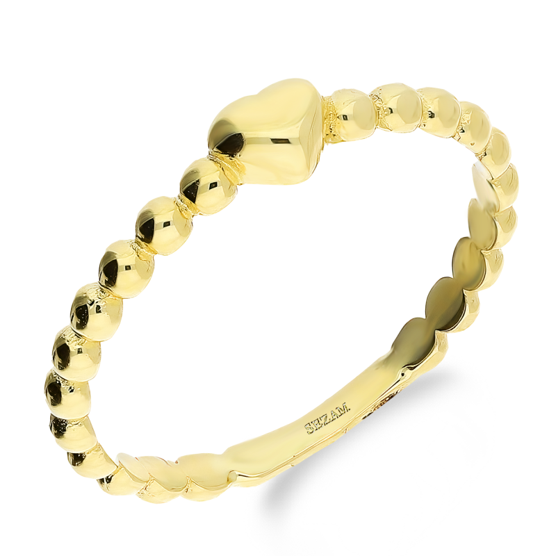 Pierścionek złoty serce blask na szynie bead MZ T23-T60-RC-0131 próba 375