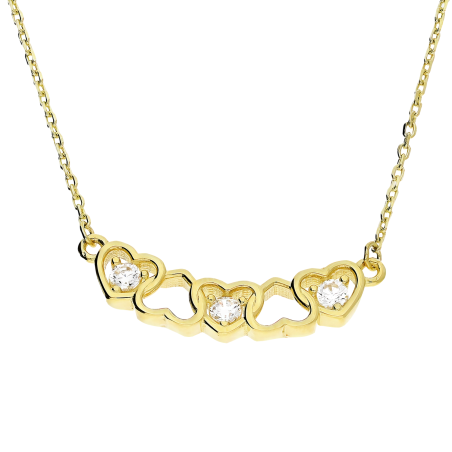 Naszyjnik złoty zaplecione serca z białymi cyrkoniami/anker MZ T23-T61-N-K2412-CZ próba 375