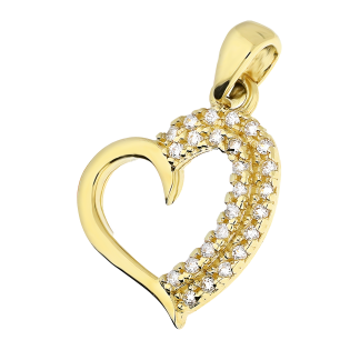 Serduszko złote z dwoma rzędami po jednej stronie OS 18-6004-PE próba 585