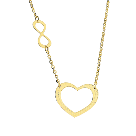 Naszyjnik złoty serce grawerowane i infinity/rolo OS 129-L302 próba 585