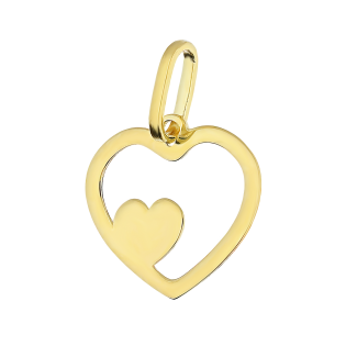 Serduszko złote z mniejszym sercem w środku próba 585