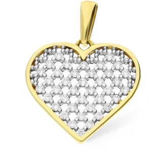 Serduszko złote ażurowe z białymi cyrkoniami MZ T23-P-1190-YW-CZ próba 375