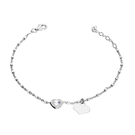 Srebrna Bransoletka Serca z Cyrkonią pr. 925 - JubilerSezam.pl