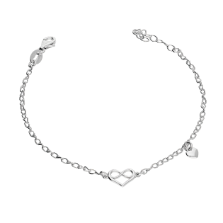 Bransoleta srebrna serce z infinity i wiszące serduszko/anker NI BRN33954 ROD próba 925