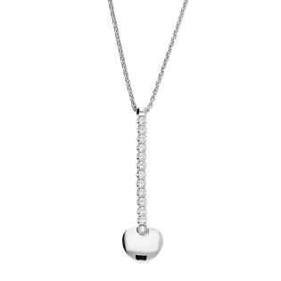 Naszyjnik srebrny rząd cyrkonii i serce/krawatówka NI GIA11551 ROD próba 925