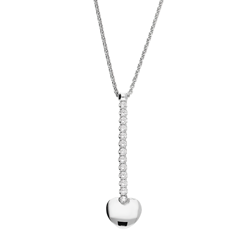 Naszyjnik srebrny rząd cyrkonii i serce/krawatówka NI GIA11551 ROD próba 925