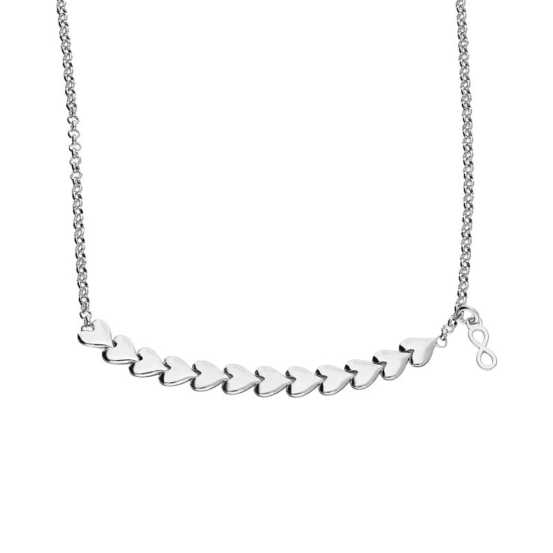 Naszyjnik srebrny rząd serduszek i infinity/rolo NI GIA11893 ROD próba 925