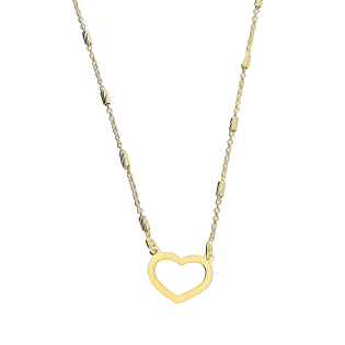 Naszyjnik pozłacany serce ramka i walce/rolo NI GIA13214 GOLD próba 925