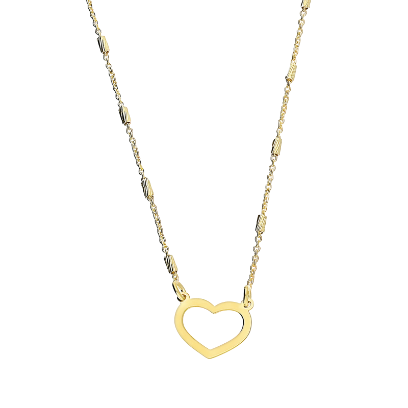 Naszyjnik pozłacany serce ramka i walce/rolo NI GIA13214 GOLD próba 925