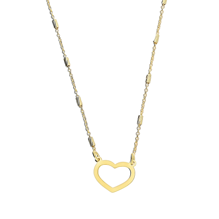 Naszyjnik pozłacany serce ramka i walce/rolo NI GIA13214 GOLD próba 925