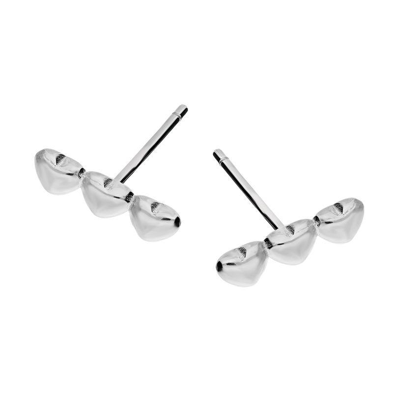 Kolczyki srebrne trzy gładkie serca/sztyft TB 14938 próba 925