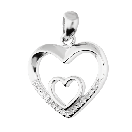 Serduszko srebrne ramka z białymi cyrkoniami TB 18386 próba 925