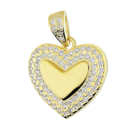 Serduszko pozłacane z białymi cyrkoniami TB 19380 próba 925
