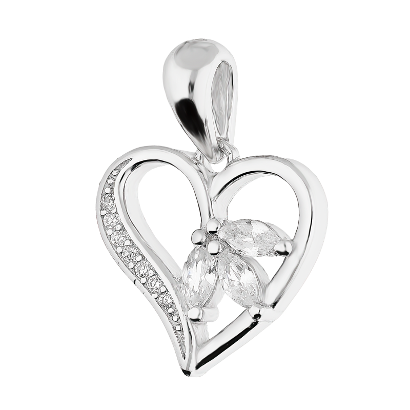 Serduszko srebrne ramka z kropelkami z cyrkonii TB 20110 próba 925