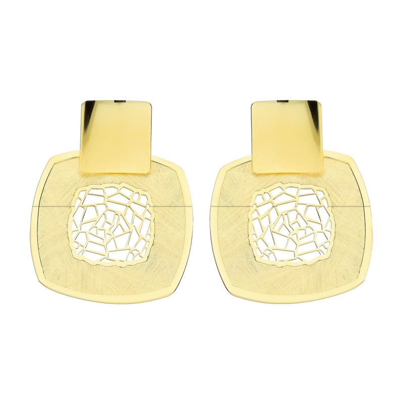 Pozłacane kolczyki kwadraty ażur srebro 925 - JubilerSezam.pl
