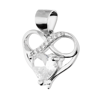 Serduszko srebrne z infinity i sercem z cyrkonii DA860 próba 925