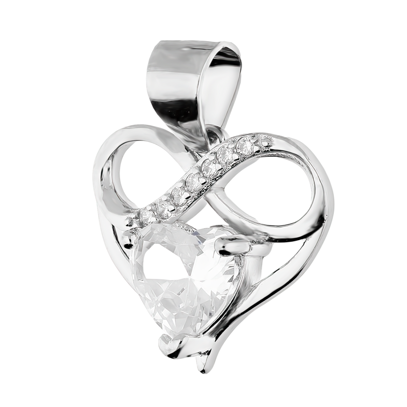Serduszko srebrne z infinity i sercem z cyrkonii DA860 próba 925