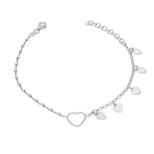 Bransoleta srebrna puste serce i wiszące serduszka/rolo NI BRN32905 ROD próba 925