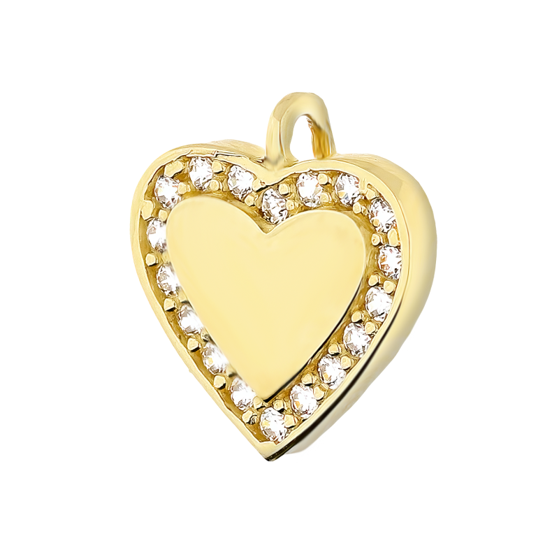 Serduszko złote gładki środek i cyrkonie zewnątrz OS 96-9279-PE próba 585