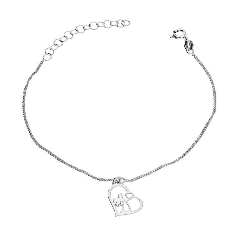 Bransoleta srebrna anioł z sercem w sercu/pancer TB 20506 próba 925
