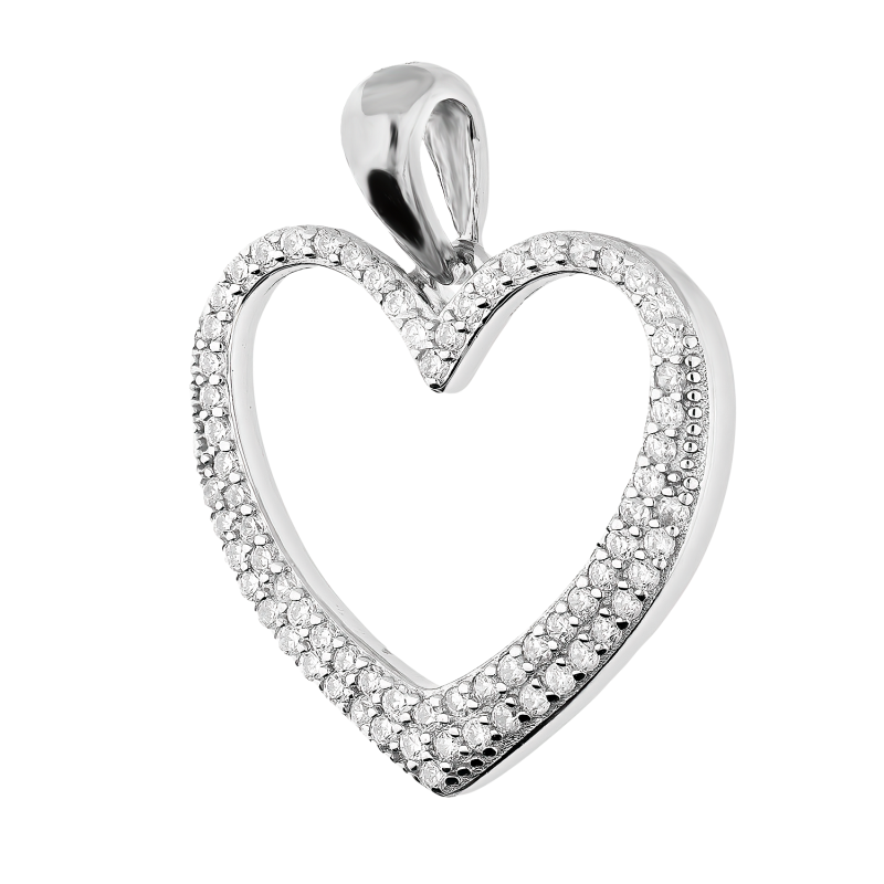 Serduszko srebrne ramka z białymi cyrkoniami TB 20589 próba 925