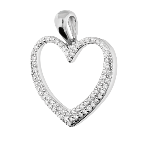 Serduszko srebrne ramka z białymi cyrkoniami TB 20589 próba 925