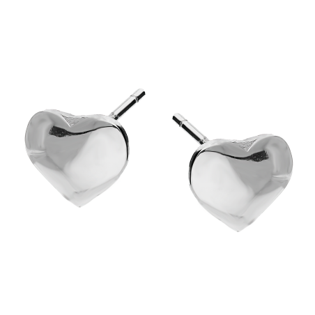 Kolczyki srebrne serce wypukłe blask/sztyft TB A0429 próba 925