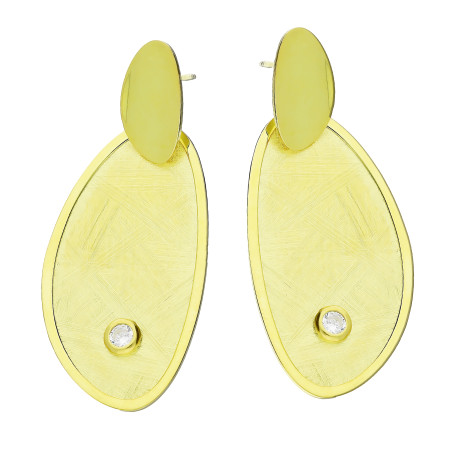 Kolczyki pozłacane owal szczotkowany i owal blask/sztyft M3-001 GOLD próba 925