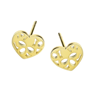 Kolczyki pozłacane ażurowe serce ornament/sztyft HS A0573-1 GOLD próba 925