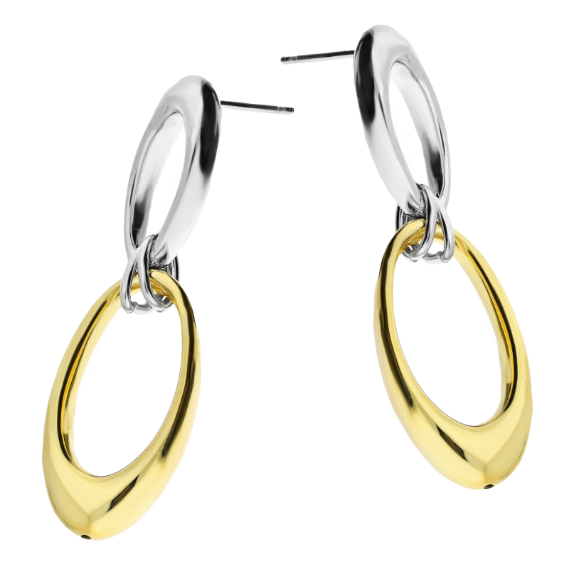 Pozłacane kolczyki srebrne owalne ramki - JubilerSezam.pl