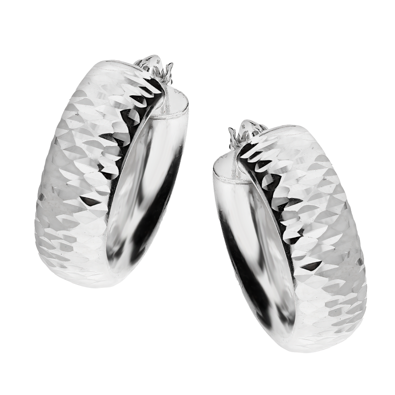 Kolczyki srebrne półkółka szerokie grawerowane/ang.zap M3-032 ROD próba 925