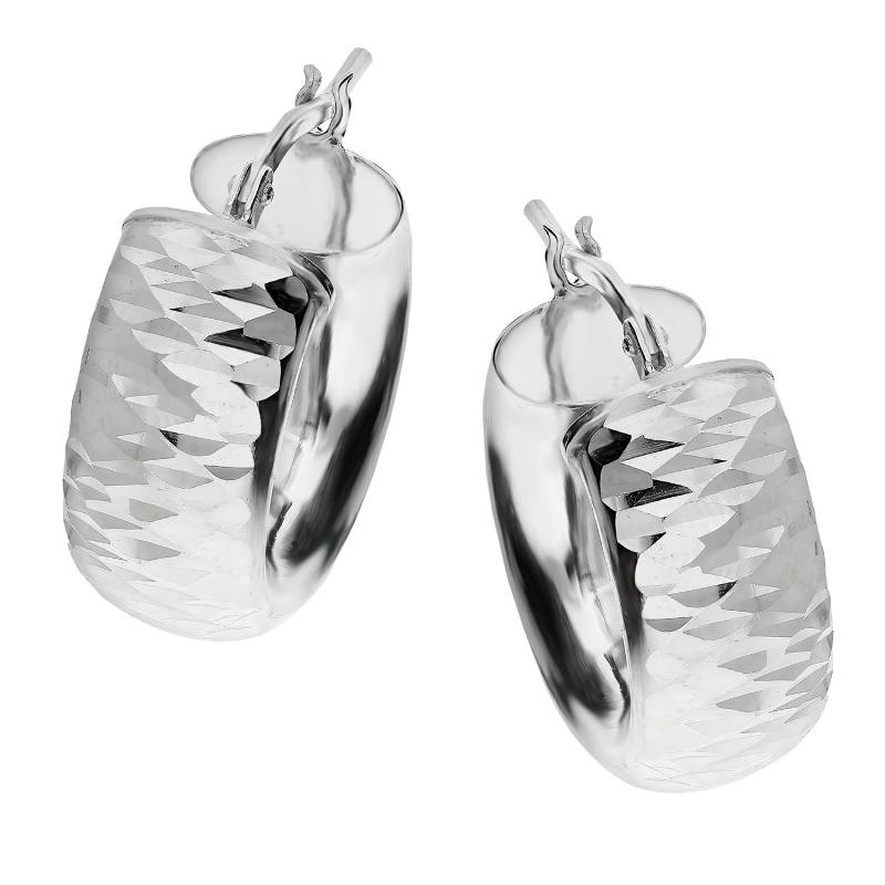 Kolczyki srebrne półkółka szerokie grawerowane/ang.zap. M3-032-1 ROD próba 925