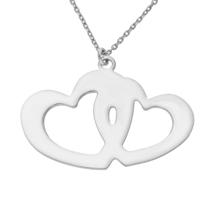 Naszyjnik srebrny klanówka z dwoma połączonymi sercami/anker  PW113 próba 925