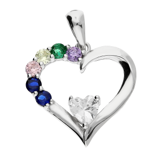Serduszko srebrne do zawieszenia z kolorowymi cyrkoniami TB 17186 próba 925