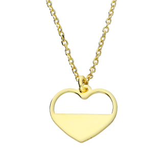 Naszyjnik pozłacany serce pół pełne/anker TB 18211 próba 925